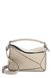 Loewe Small Puzzle Leather Shoulder Bag In 4160 Khaki Green