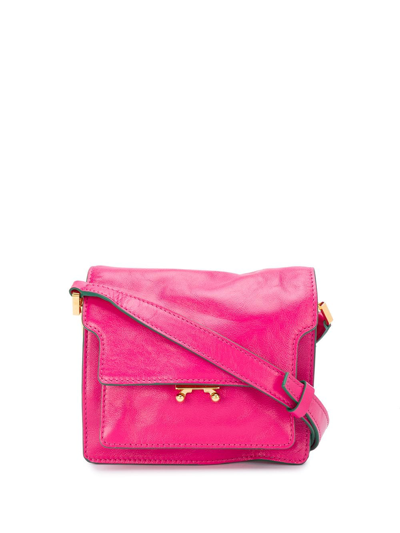Marni Trunk Mini Leather Crossbody Bag In Pink