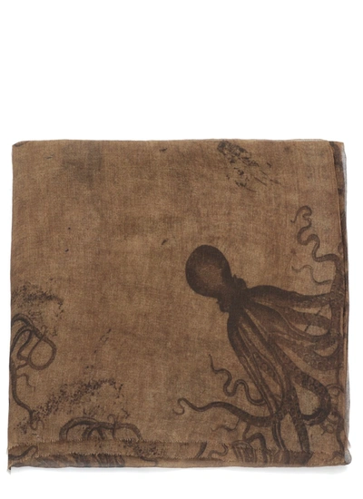 Uma Wang Octopus Printed Scarf In Brown