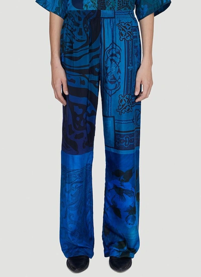 Marine Serre Graphic Print Pants In Blue