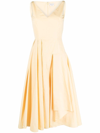 Alexander Mcqueen Asymmetrical Cotton Poplin Midi Dress In Orange