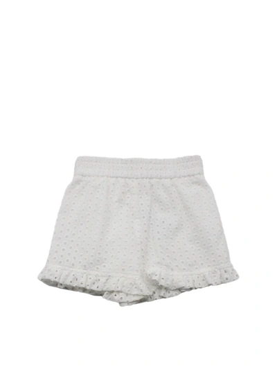 Monnalisa Kids' Perforated Shorts In White