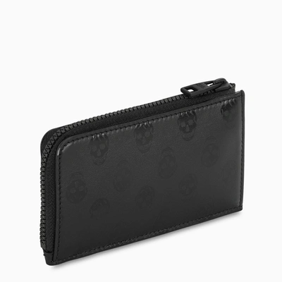 Alexander Mcqueen Skull Zippered Cardholder In Black