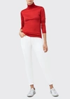 Akris Mock-neck Cashmere-silk Long-sleeve Top In Cadmium Red