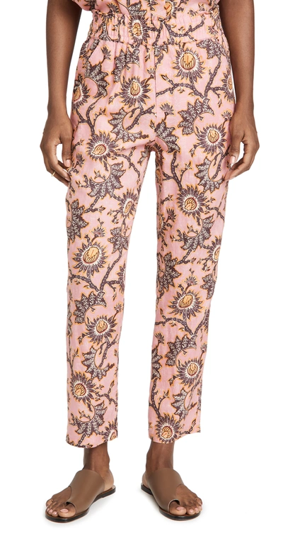 A.l.c Henry Printed Linen Pants In Pink Orange