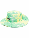 Ganni Logo-plaque Abstract-print Recycled-fibre Hat In Kelly Green