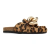 Jw Anderson Chain-embellished Leopard-print Calf Hair Slippers In Medium Orange