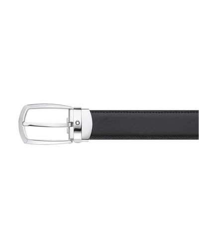 Montblanc Curved Horseshoe Buckle Reversible Leather Belt In Black