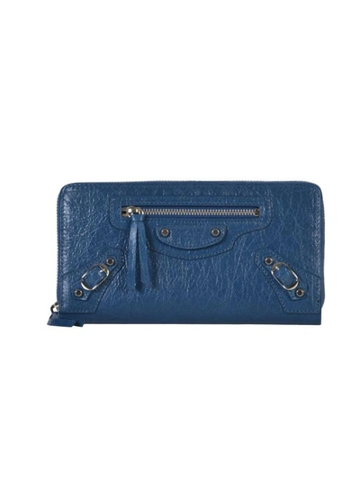 Balenciaga Continental Wallet In Bluette
