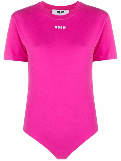 Msgm Women's 3042mdq16021749814 Fuchsia Cotton Bodysuit In Pink
