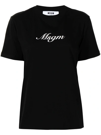 Msgm Logo-print Cotton T-shirt In Black,white