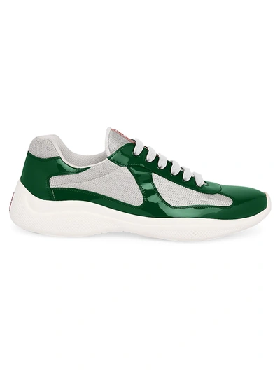 Prada America's Cup Patent Leather & Technical Fabric Sneakers In Gray