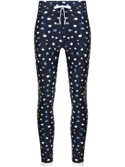 The Upside Cropped Floral-print Stretch Leggings In Navy