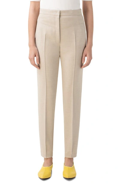 Akris Punto Freya Pebbled Crepe High-rise Pants In Beige