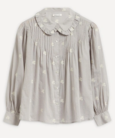 Masscob Istana Embroidered Pleated Cotton Shirt In Cloud