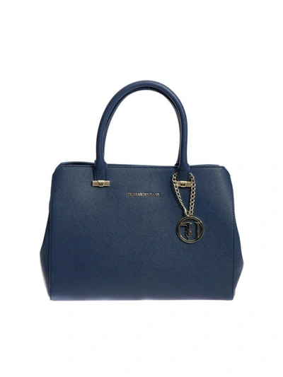 Trussardi Levanto" Saffiano Faux Leather Bag" In Blue