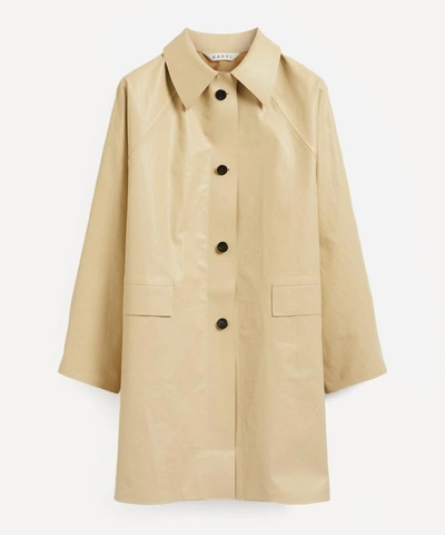 Kassl Editions Above The Knee Coated Trench Coat In Sand