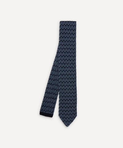 Missoni Tonal Zig-zag Knit Tie In Blue
