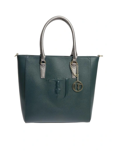 Trussardi Ischia" Saffiano Faux Leather Tote Bag" In Green