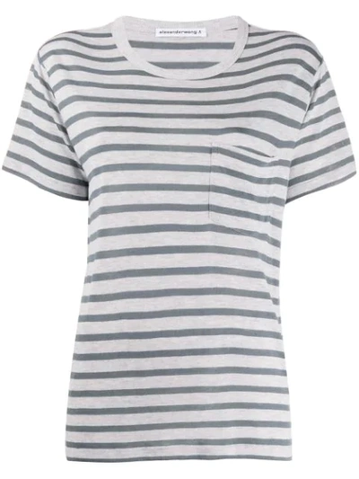Alexander Wang Striped Pattern T-shirt In Grey