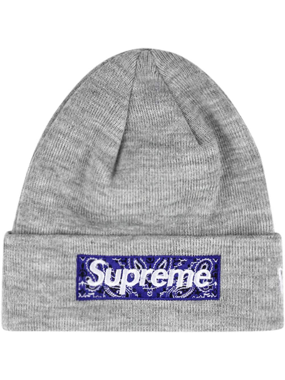 Supreme X New Era Bandana Box Logo Beanie In Grey