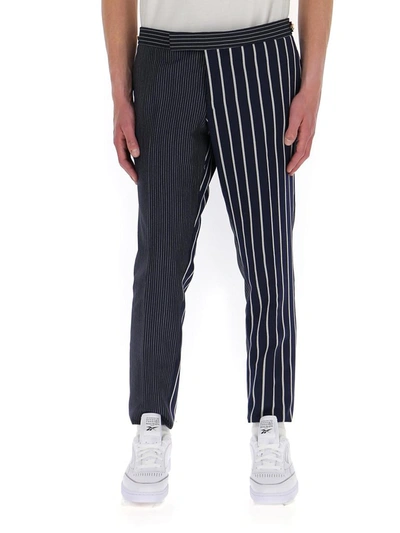 Thom Browne Striped Tailored Trousers In Navy