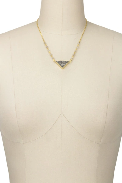 Saachi Triangle Beaded Druzy Necklace In Silver