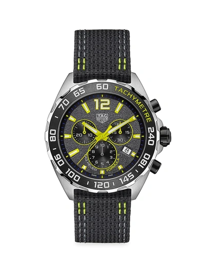 Tag Heuer Formula 1 43mm Stainless Steel & Nylon Strap Chronograph Watch In Black/yellow