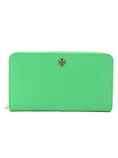 Tory Burch Robinson Zip Continental Wallet In Court Green