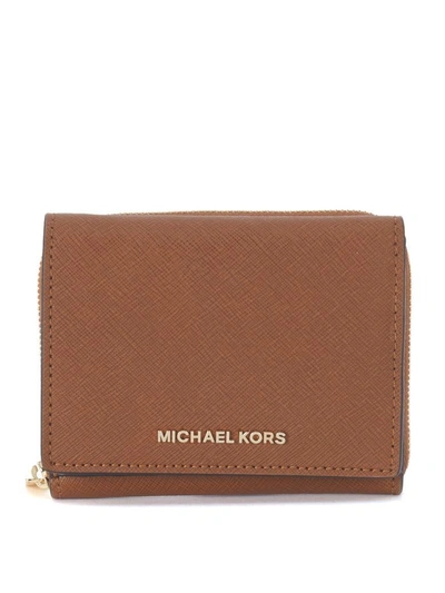 Michael Kors Billfold Saffiano Leather Wallet In Marrone