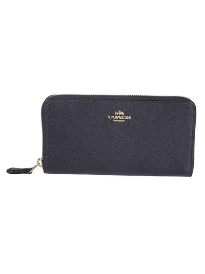 Coach Black Leather Wallet In Navy