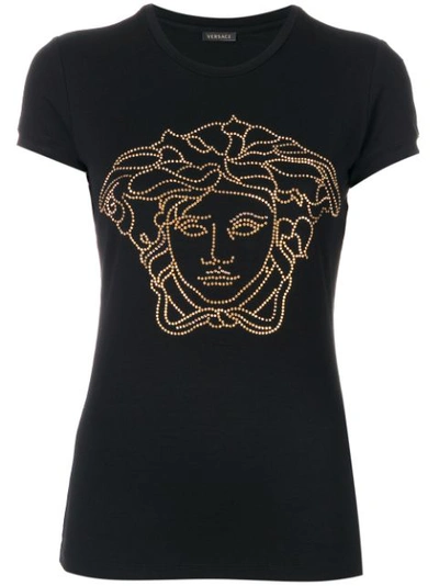 Versace Crystal-embellished Medusa T-shirt In Black