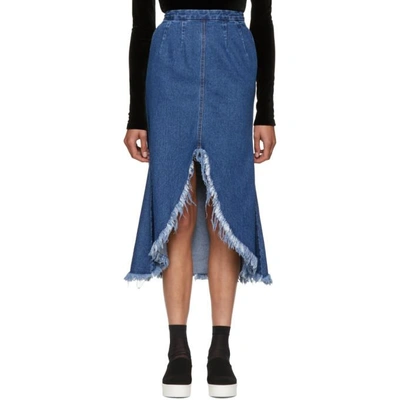 Sjyp Blue Front Cut-off Denim Skirt