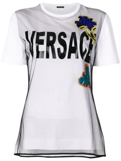 Versace Embroidered Flower T-shirt In White