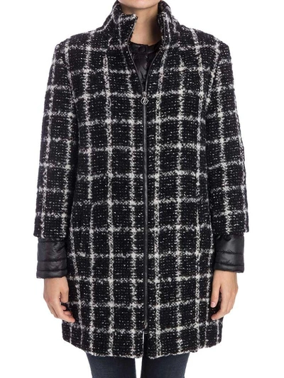 Trussardi Wool Bouclé Blend Coat In Black - White