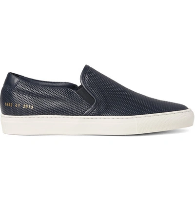 Common Projects Perforated Leather Slip-on Sneakers In Black | ModeSens