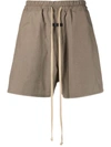 Fear Of God Long Drawstring Track-style Shorts In Taupe