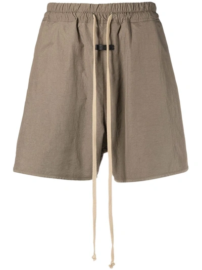 Fear Of God Long Drawstring Track-style Shorts In Taupe