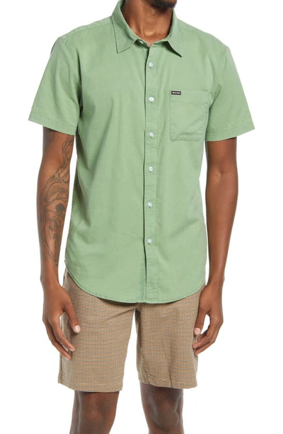 Brixton Charter Oxford Woven Short Sleeve Button-up Shirt In Green