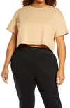 Open Edit Boxy Crop Top In Tan Cappuccino