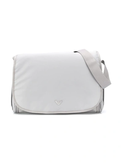 Emporio Armani Logo Plaque Baby Changing Bag In Grey