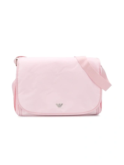 Emporio Armani Logo Plaque Baby Changing Bag In Pink