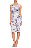 Alex Evenings Side Ruched Cocktail Dress In Ivory Multi