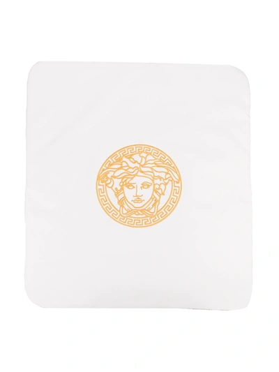 Versace Embroidered & Printed Jersey Blanket In White,gold