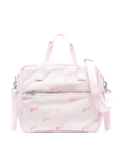 Kenzo Logo-print Baby Changing Bag In Pink