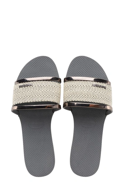 Havaianas 'you Trancoso Premium' Logo Plaque Triple Band Flatform Sandals In Grey