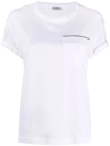 Brunello Cucinelli Bead-embellished Chest-pocket T-shirt In White