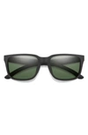 Smith Headliner 55mm Polarized Rectangle Sunglasses In Matte Black/ Gray Green