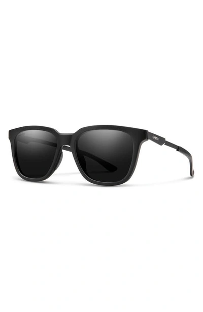 Smith Roam 53mm Polarized Square Sunglasses In Matte Black/ Chromapop Black