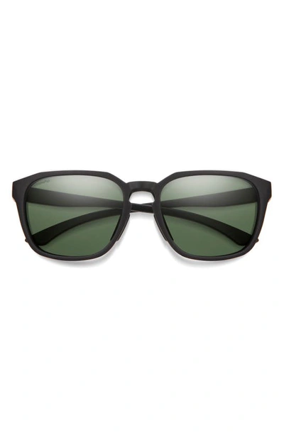Smith Contour 56mm Polarized Square Sunglasses In Matte Black/ Grey Green